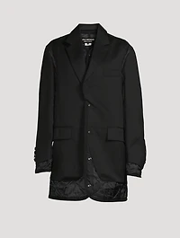 Wool Gabardine Blazer With Quilted Detail