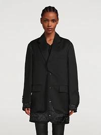 Wool Gabardine Blazer With Quilted Detail
