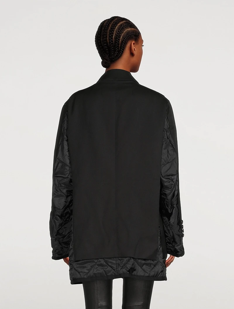 Wool Gabardine Blazer With Quilted Detail