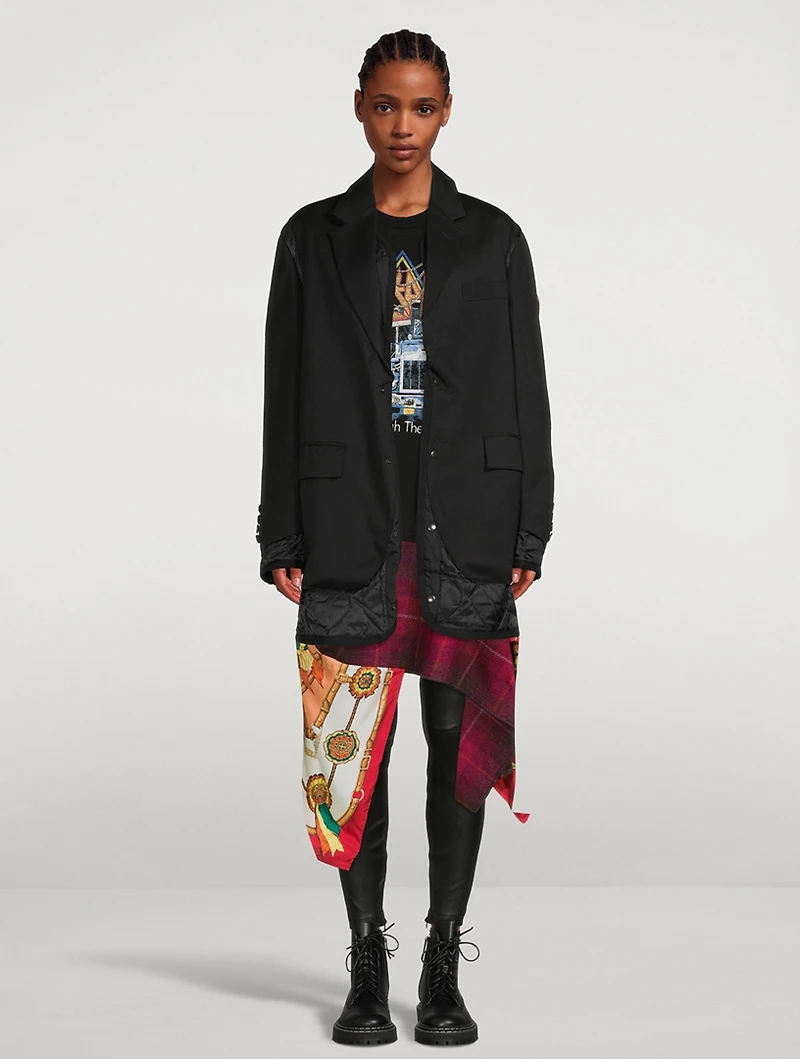 Wool Gabardine Blazer With Quilted Detail