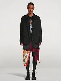 Wool Gabardine Blazer With Quilted Detail