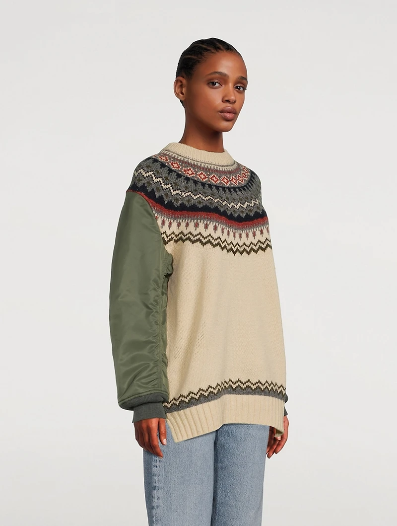 Fairisle Sweater With Bomber Sleeves