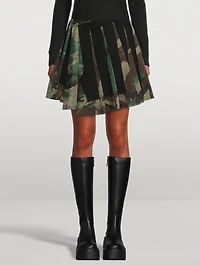 Pleated Mini Skirt Camo Print