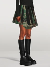 Pleated Mini Skirt Camo Print