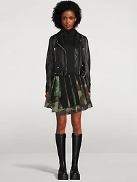 Pleated Mini Skirt Camo Print