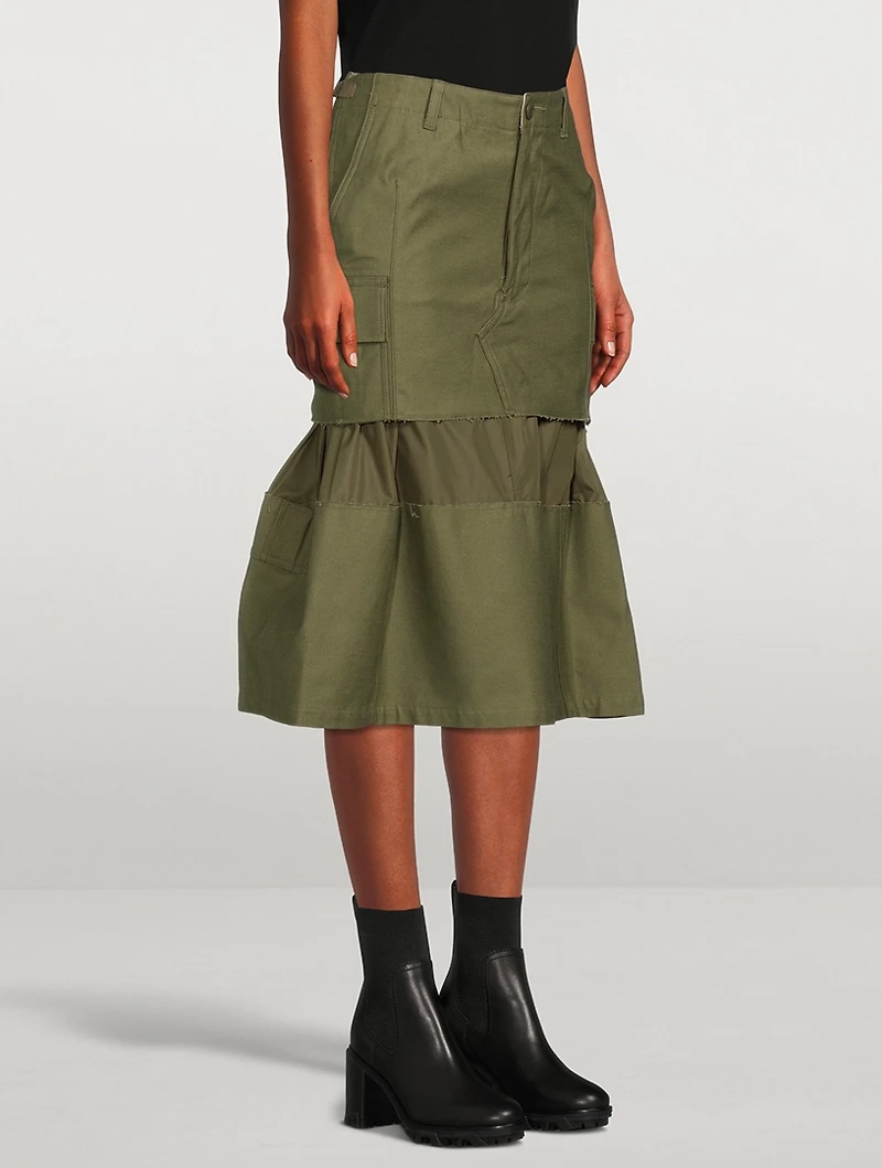 Cotton Cargo Midi Skirt