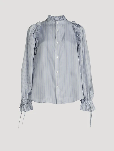 Ruffled Twill Shirt Stripe Print