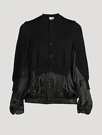 Wool Cardigan With Houndstooth Detail