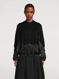 Wool Cardigan With Houndstooth Detail