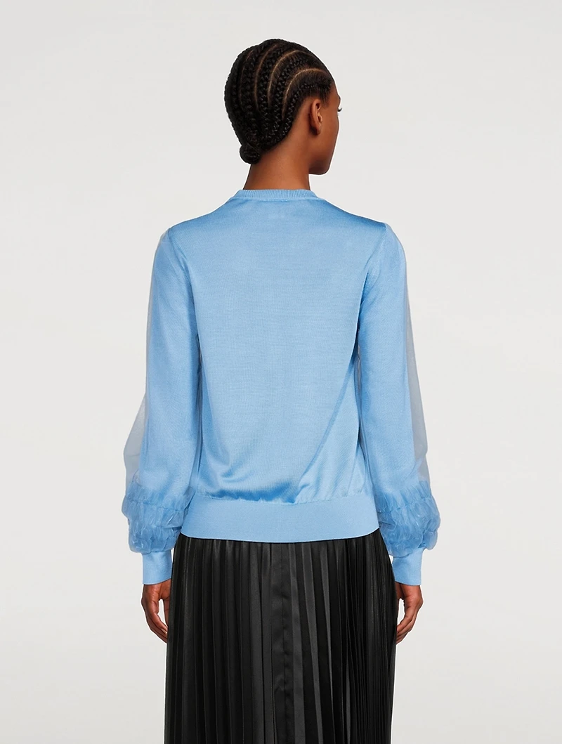 Silk Sweater With Tulle Overlay