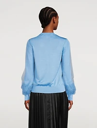 Silk Sweater With Tulle Overlay