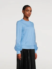 Silk Sweater With Tulle Overlay