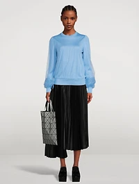 Silk Sweater With Tulle Overlay