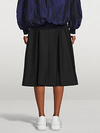 High-Waisted Wool Gabardine Midi Skirt