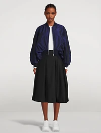 High-Waisted Wool Gabardine Midi Skirt