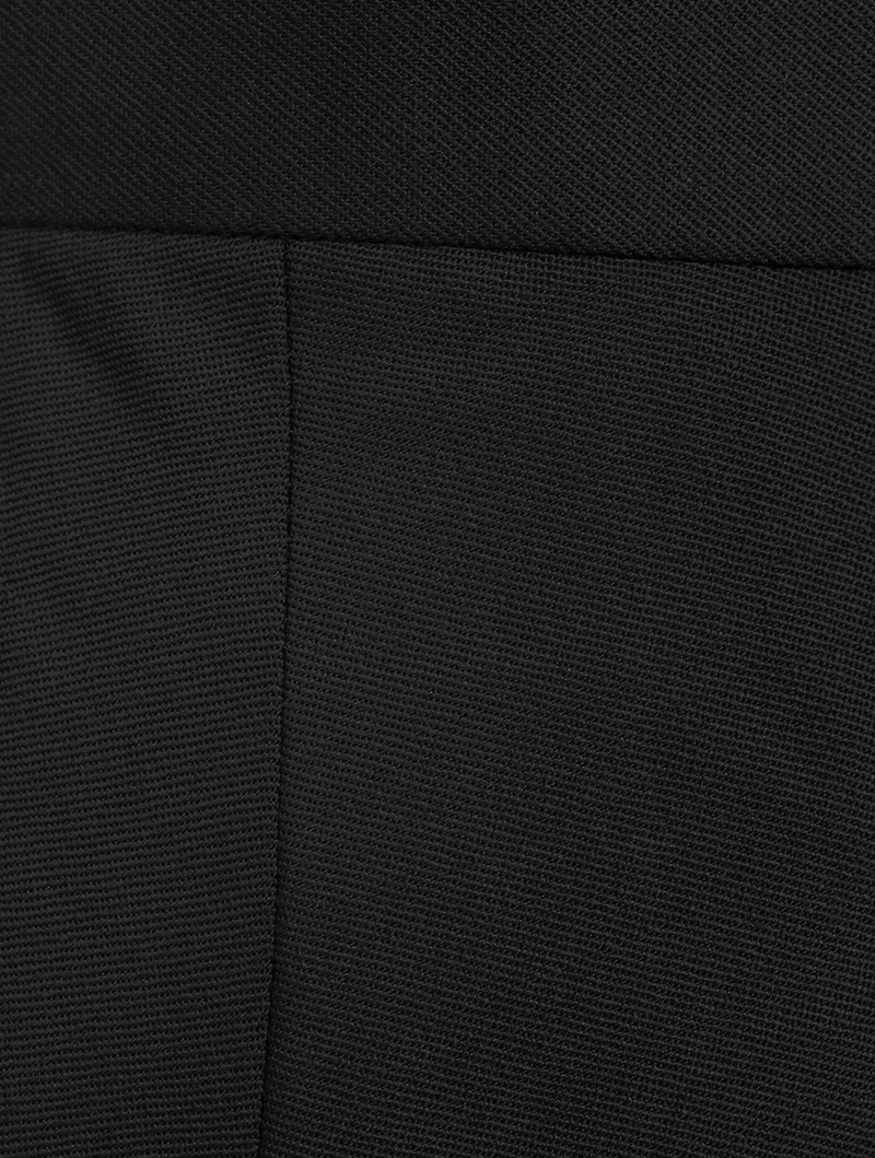 High-Waisted Wool Gabardine Midi Skirt