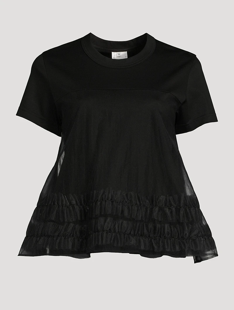 Cotton T-Shirt With Organdy Overlay