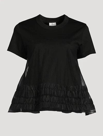 Cotton T-Shirt With Organdy Overlay