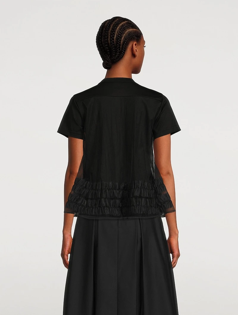 Cotton T-Shirt With Organdy Overlay