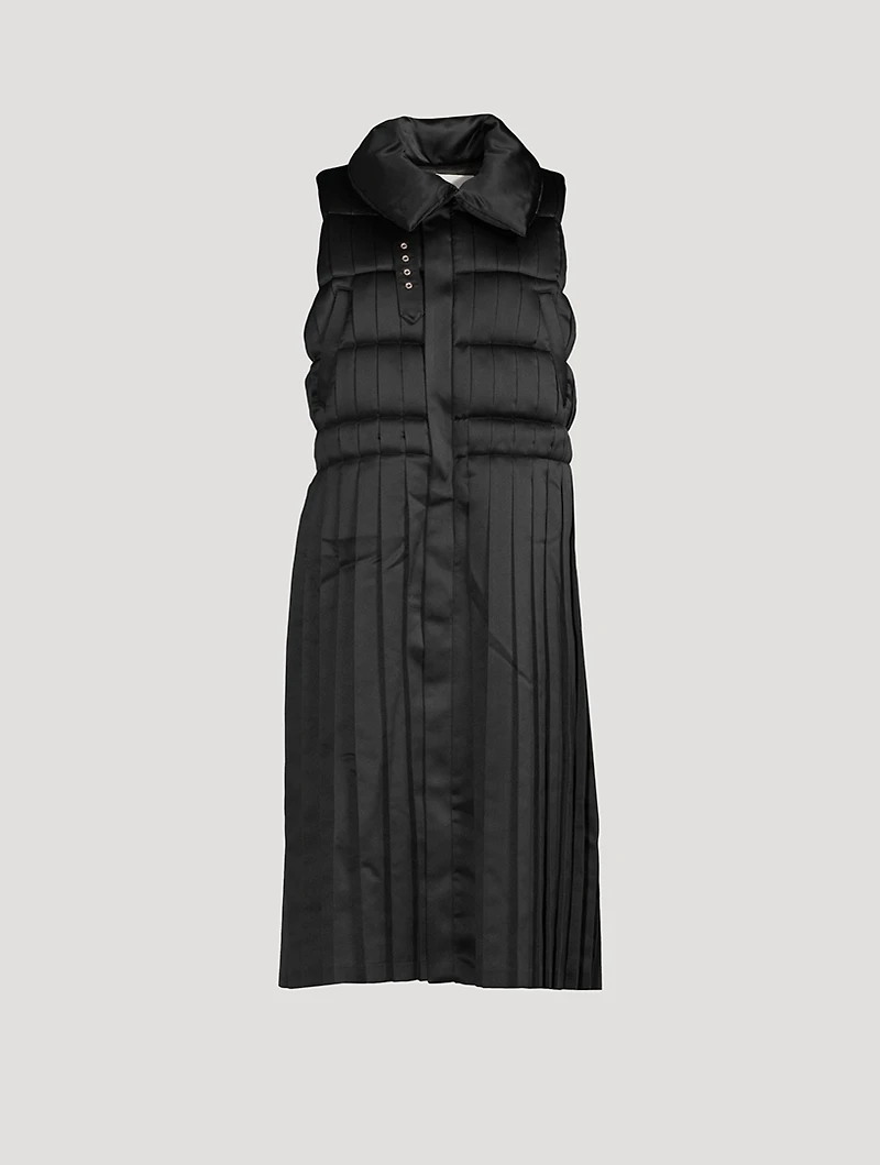 Padded Satin Pleated Vest