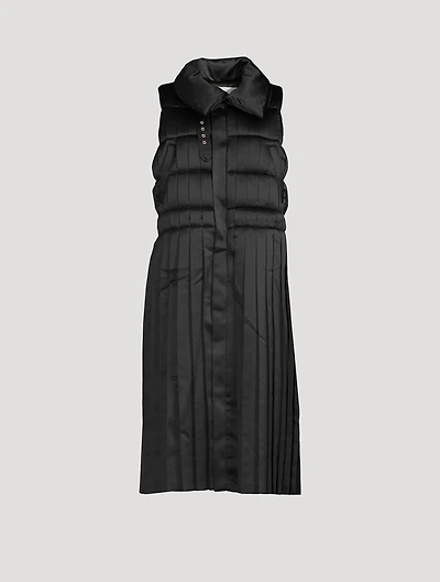 Padded Satin Pleated Vest