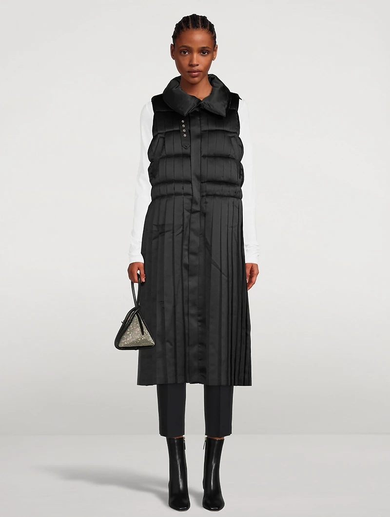 Padded Satin Pleated Vest