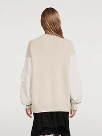 Bomber-Sleeve Rib-Knit Sweater