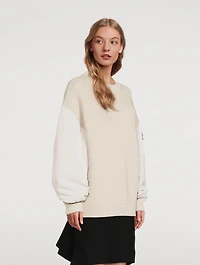 Bomber-Sleeve Rib-Knit Sweater
