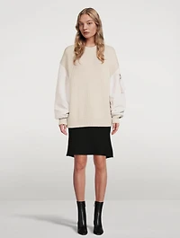 Bomber-Sleeve Rib-Knit Sweater