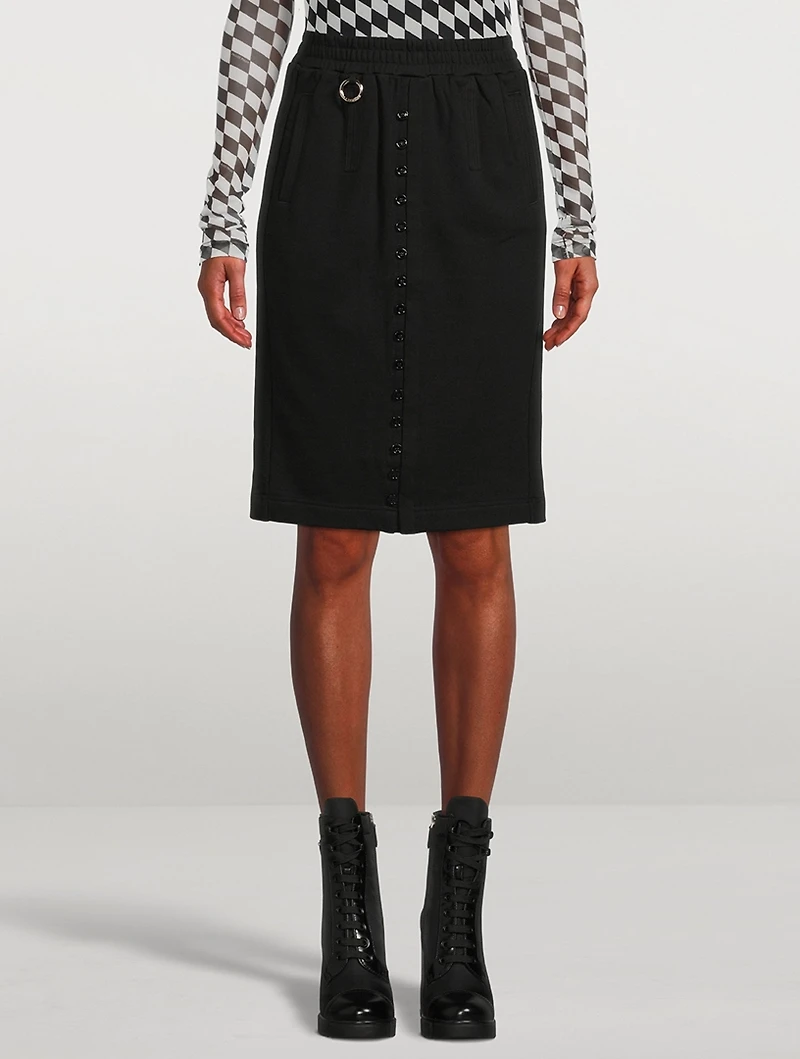 Button-Down Cotton Terry Midi Skirt