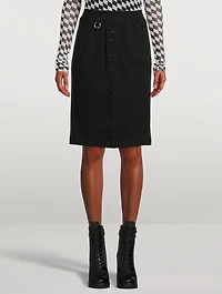 Button-Down Cotton Terry Midi Skirt