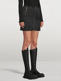 Qipao Zip-Front Quilted Mini Skirt