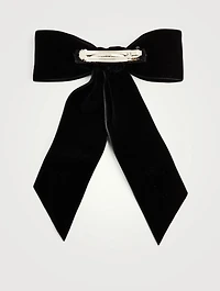 Wide Velvet Bow Barrette