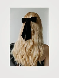 Wide Velvet Bow Barrette
