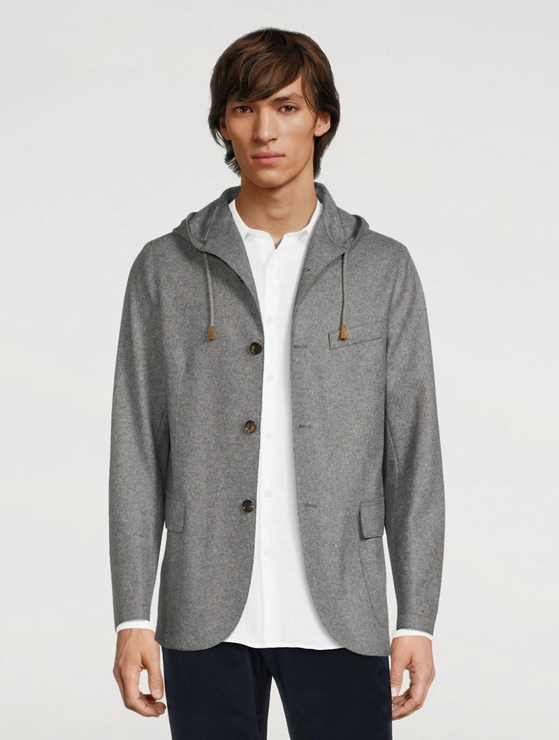Wool-Blend Hooded Jacket
