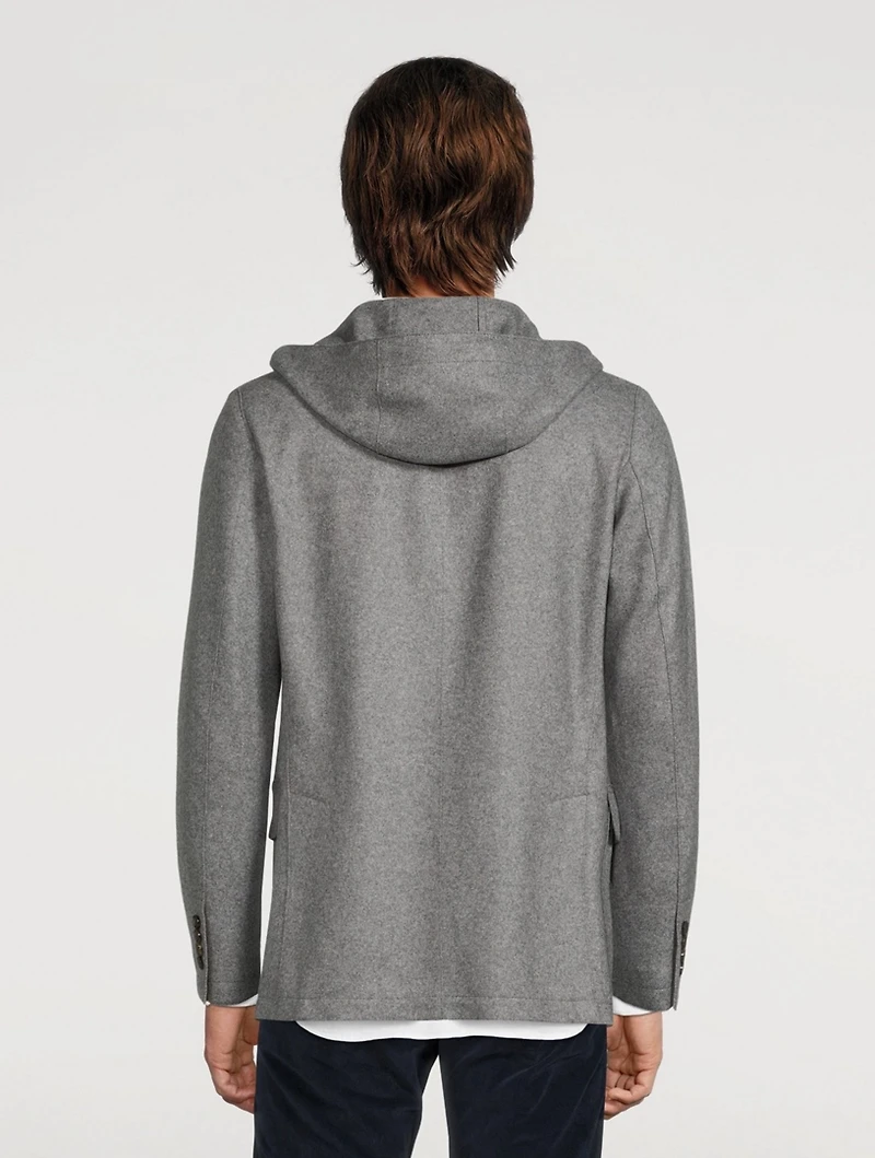 Wool-Blend Hooded Jacket