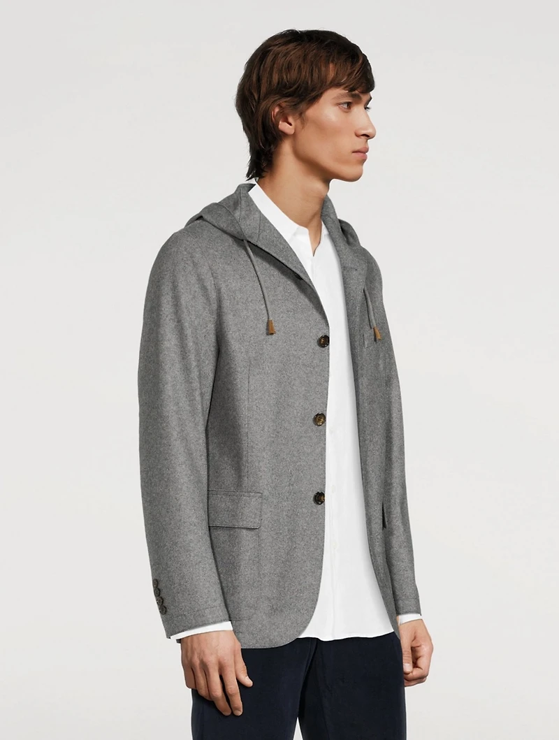 Wool-Blend Hooded Jacket