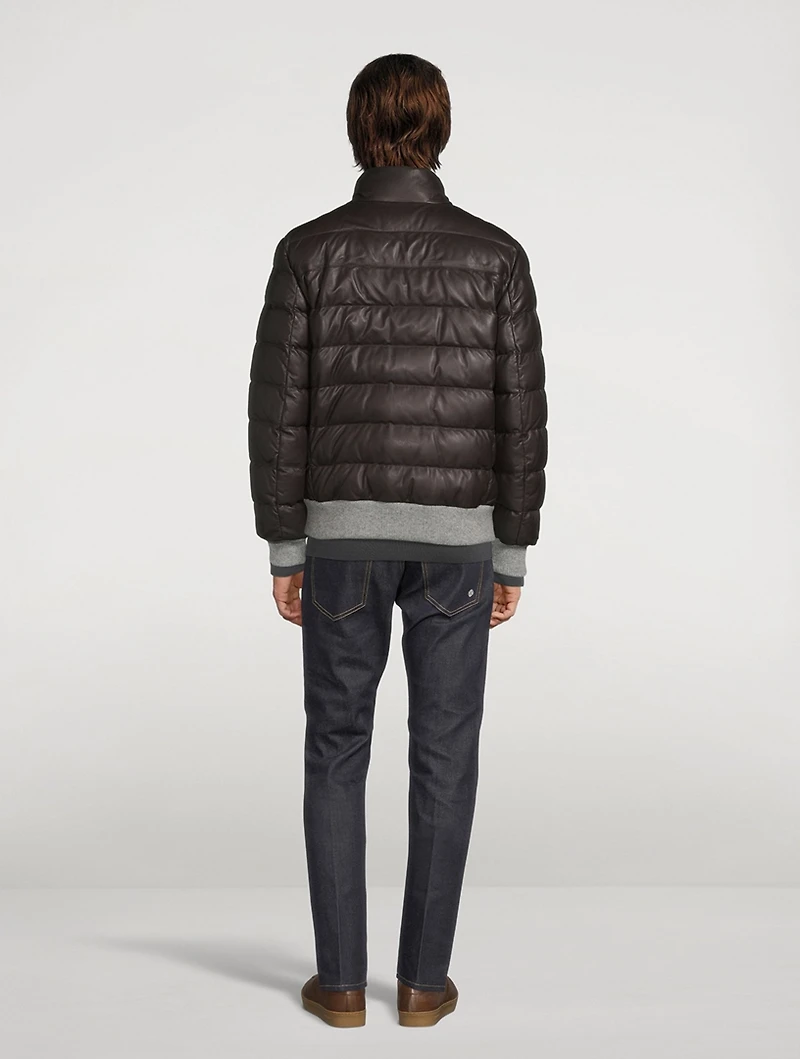 Leather Quilted Bomber Jacket