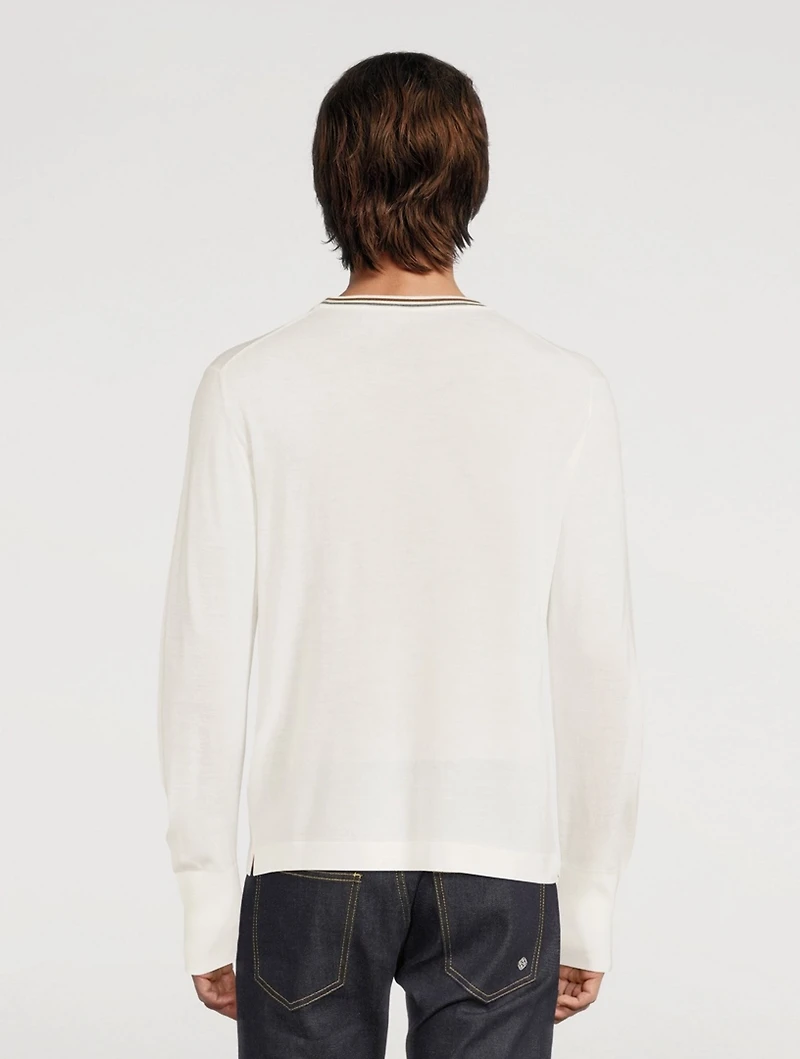 Wool Sweater With Contrast Trims