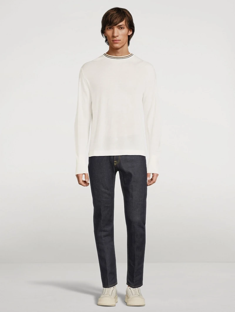 Wool Sweater With Contrast Trims