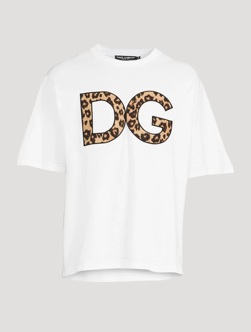 Cotton T-Shirt With Leopard Logo