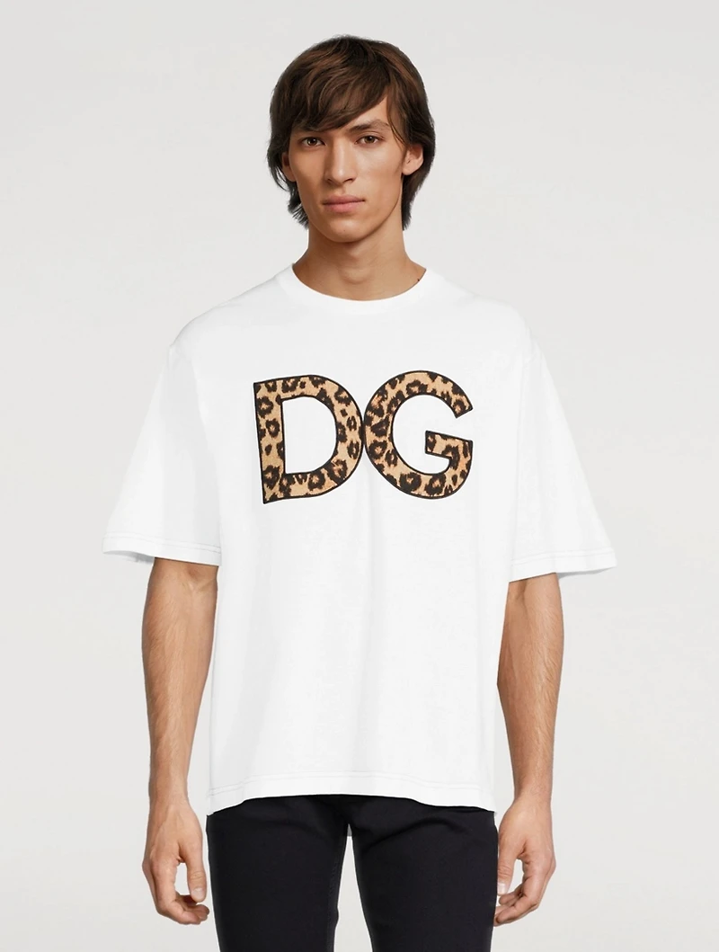 Cotton T-Shirt With Leopard Logo