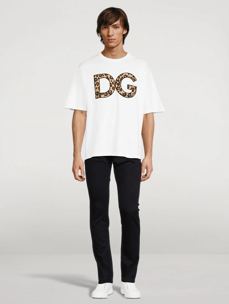 Cotton T-Shirt With Leopard Logo