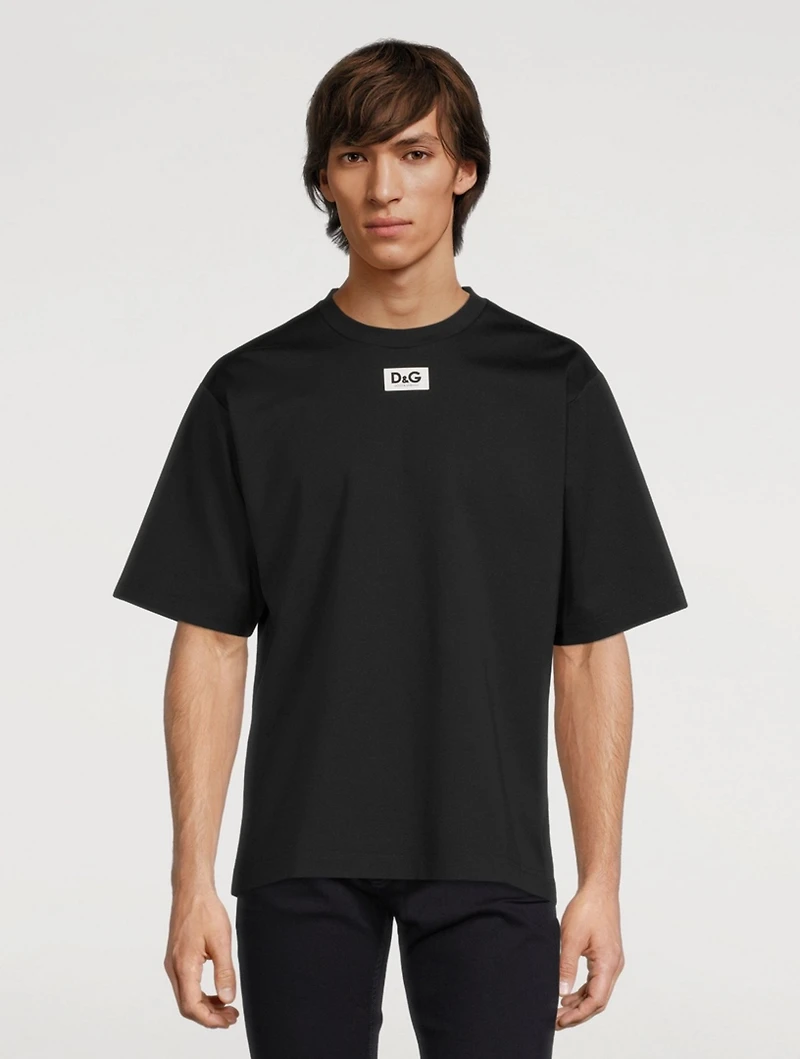 Cotton Jersey T-Shirt With Rubber Logo