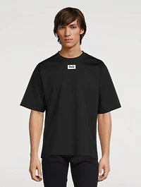 Cotton Jersey T-Shirt With Rubber Logo