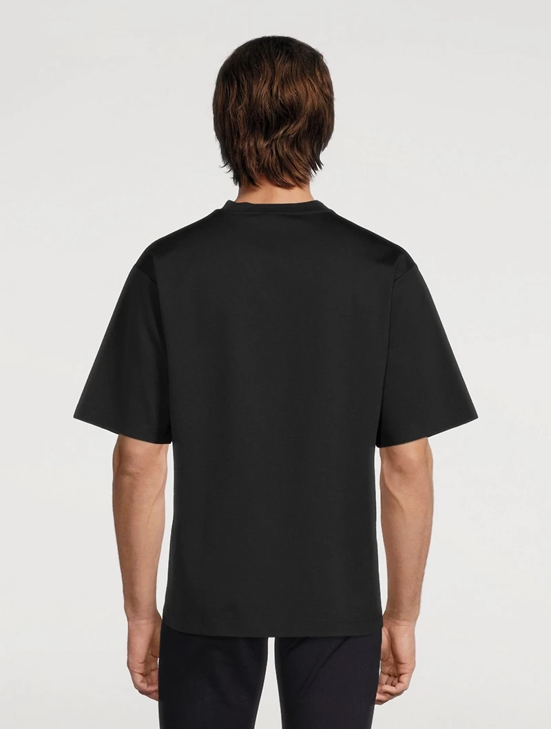 Cotton Jersey T-Shirt With Rubber Logo