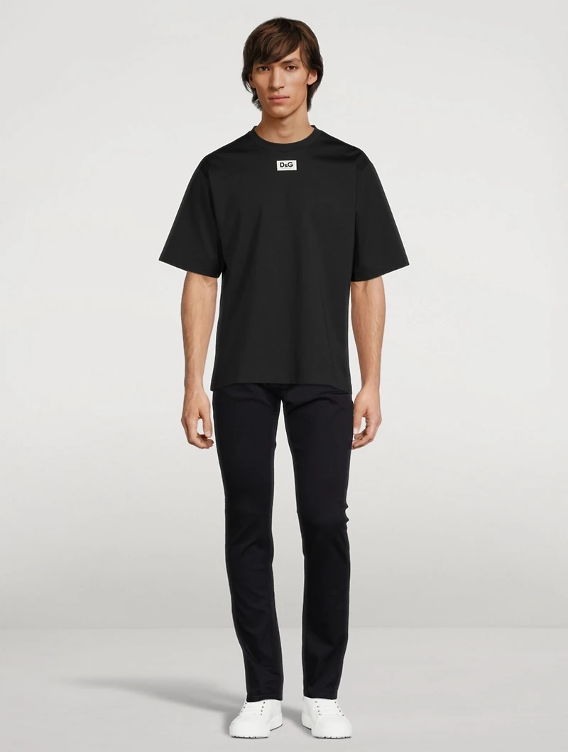 Cotton Jersey T-Shirt With Rubber Logo