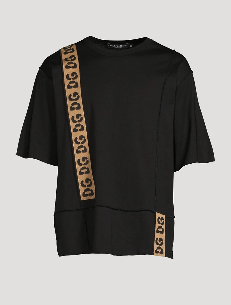 Cotton T-Shirt With Leopard Trim
