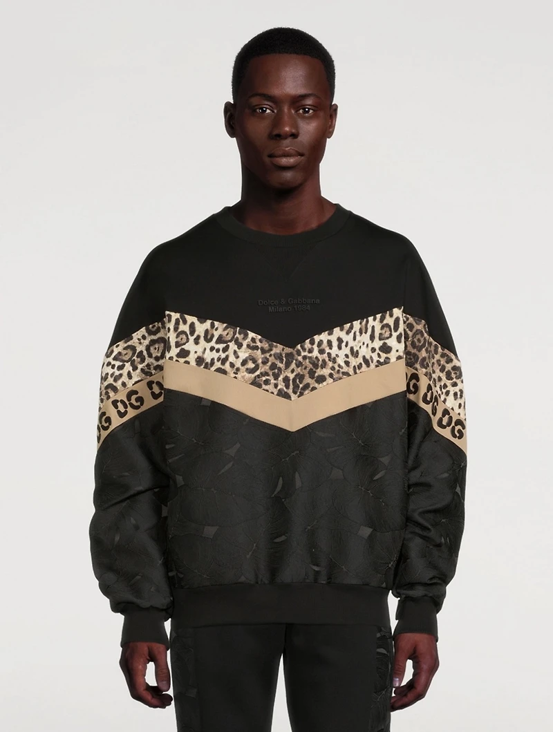 Mixed-Fabric Sweatshirt With Patch