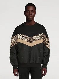 Mixed-Fabric Sweatshirt With Patch